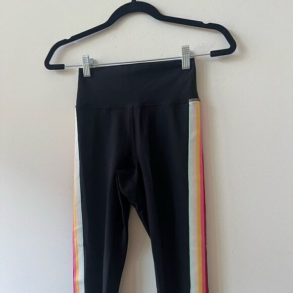 Spiritual Gangster Women's Black Rainbow Side Stripe High Rise Leggings Size XS - Picture 3 of 10